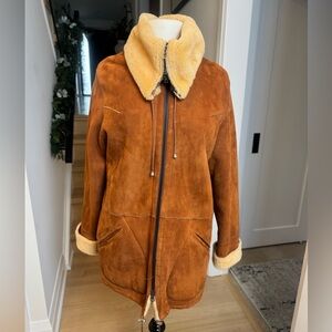 Brown and Cream Shearling sheepskin Teddy Jacket